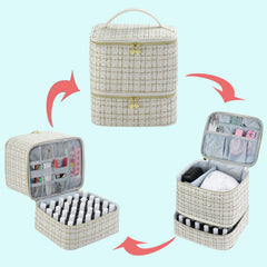 CTWWFS nail-polish-organizer-case bottom compartment holds 30 bottles securely with removable foam insert.
