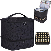 CTWWFS PU leather nail polish organizer case top view for effortless travel-ready organization.