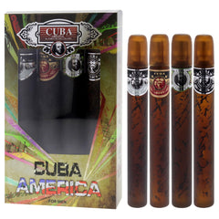 Cuba America 4-piece grey bottles present a clean, casual fragrance option
