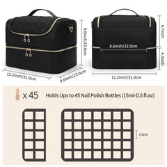 CUBETASTIC organizer open layout highlights large capacity for bottles and tools.