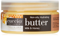 Cuccio Naturale Butter Blends milk honey jar closeup highlighting rich hydration for dry skin