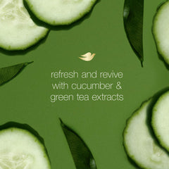 Dove cucumber-green-tea extracts close-up highlighting natural scent and freshness.