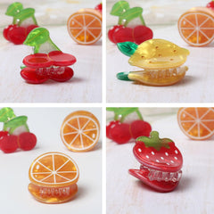 Cuizhiyu pinza pelo mini fruta naranja, sujeción segura para mechones ligeros.