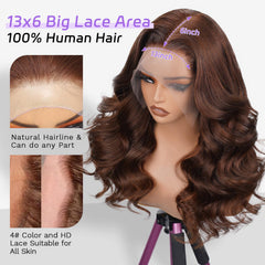 CUMASE chocolate brown lace front wig 13x6 offers natural parting.