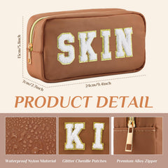 Cunno chenille patch close-up – durable letter patches on each bag.
