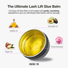 CURACORO Eazy Lash Lift Glue Balm offers flexible placement for easy repositioning.