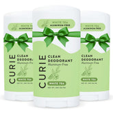 Curie White Tea deodorant stick close-up for all-day odor protection.