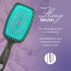 Curl Keeper Flexy Brush turquoise close-up of flexible bristles easing knots
