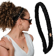 Curlfriend Collective Onyx Comfort Curve headband close-up highlighting frizz control
