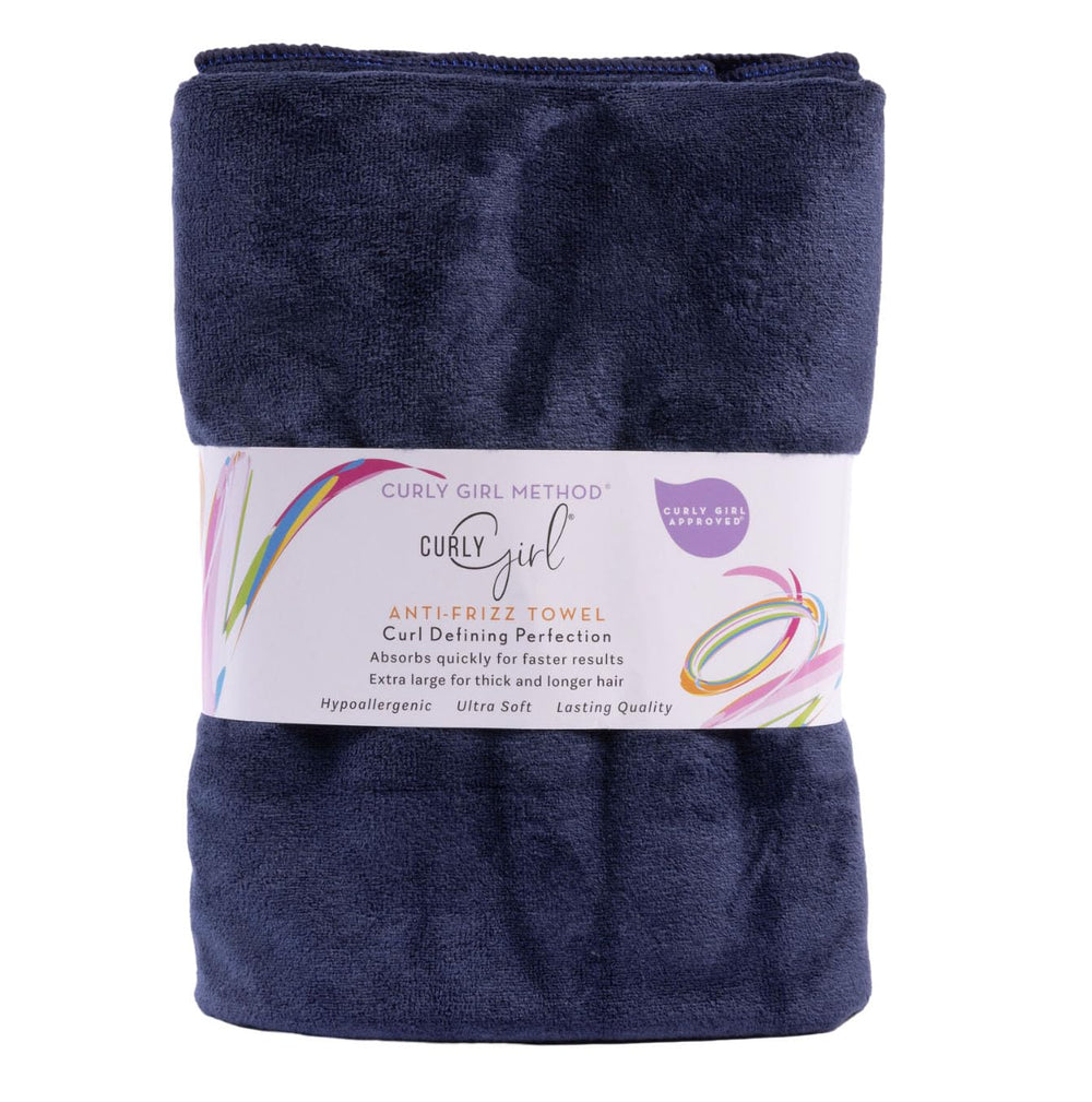 Curly Girl towel anti-frizz closeup keeps curls smooth after washing.