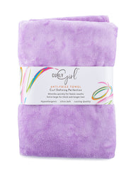 Curly Girl towel flat-microfiber close-up highlighting plush absorbent fabric for curls.