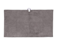 Curly Girl towel for curly hair shows roomy wrap to reduce frizz and breakage.