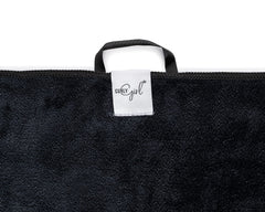 Curly Girl microfiber towel highlights absorbent fabric for fast, gentle drying.
