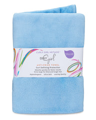Curly Girl towel anti-frizz close-up shows microfiber absorption for quick dries.