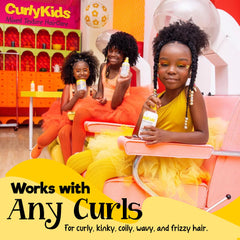 CurlyKids curly hair after detangle—softer, smoother curls with reduced frizz