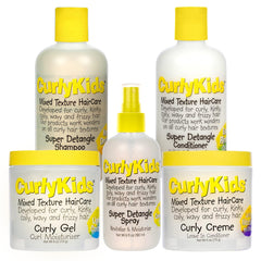 CurlyKids detangle spray bottle pump for quick detangling and smoother morning styling.