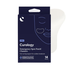 Curology Emergency Spot Patch Clusters face closeup shows oil absorption and discreet coverage.