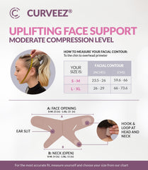 CURVEEZ mentonera post-surgery compression highlighting jawline support