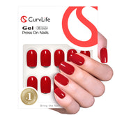 CurvLife soft gel press-on kit open packaging, showing complete tools for easy at-home manicure.