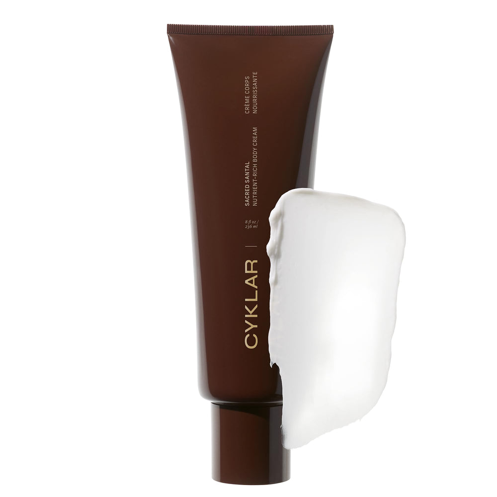 CYKLAR Nutrient Rich Body Cream bottle with Sacred Santal scent for all-day hydration.