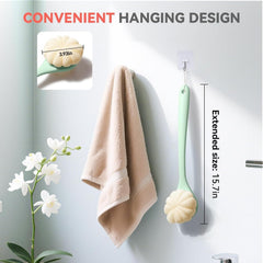 CYMPHW back scrubber double-sided head with hard-loofah bristles for deep cleansing and massage.
