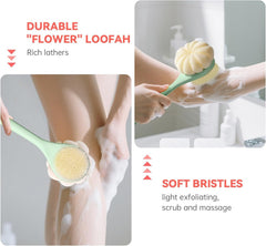 CYMPHW back scrubber soft nylon bristles provide dense lather and gentle cleansing.
