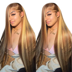 Cypha Ombre lace-front wig in straight 30-inch length for long, full styling, everyday wear.