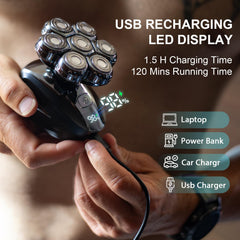 Cyruzi head shaver LED-display shows battery status for reliable power planning