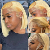 CYSDRH Blonde Bob Wig 613 front view shows natural hairline for daily wear
