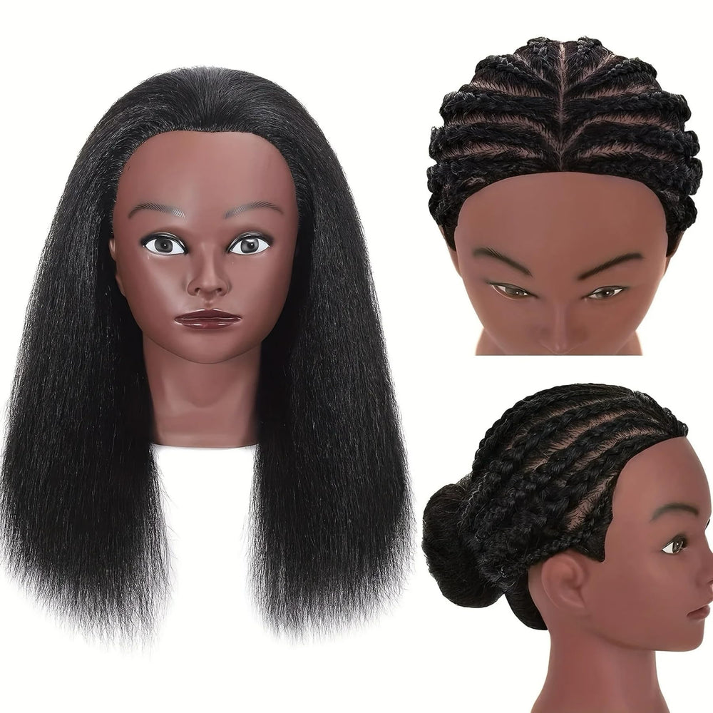 Czrleaty african-real-hair mannequin head braiding-ready texture for practice.
