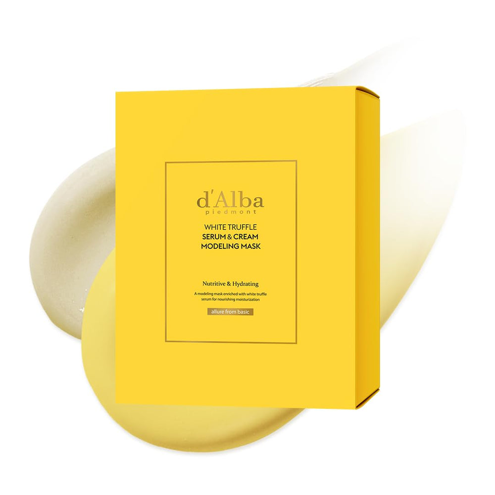 d'alba Piedmont White Truffle modeling mask jar delivers luxurious at-home hydration.