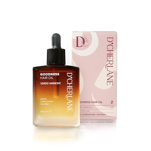 D'Cherlane hair growth oil bottle pour for scalp nourishment and growth support.