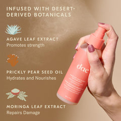 Close up of ultra-fine mist from DAE Agave Dry Heat Protection Spray