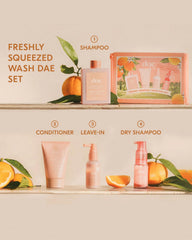 DAE Freshly Squeezed Wash Set packaging showcases compact design for travel.