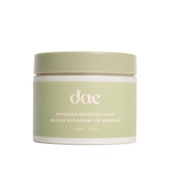 DAE Monsoon Moisture Mask jar front highlights premium hydration for glossy, manageable hair.