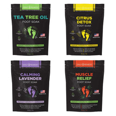 Daily Remedy Muscle-Relief foot soak calms tired feet after workouts.