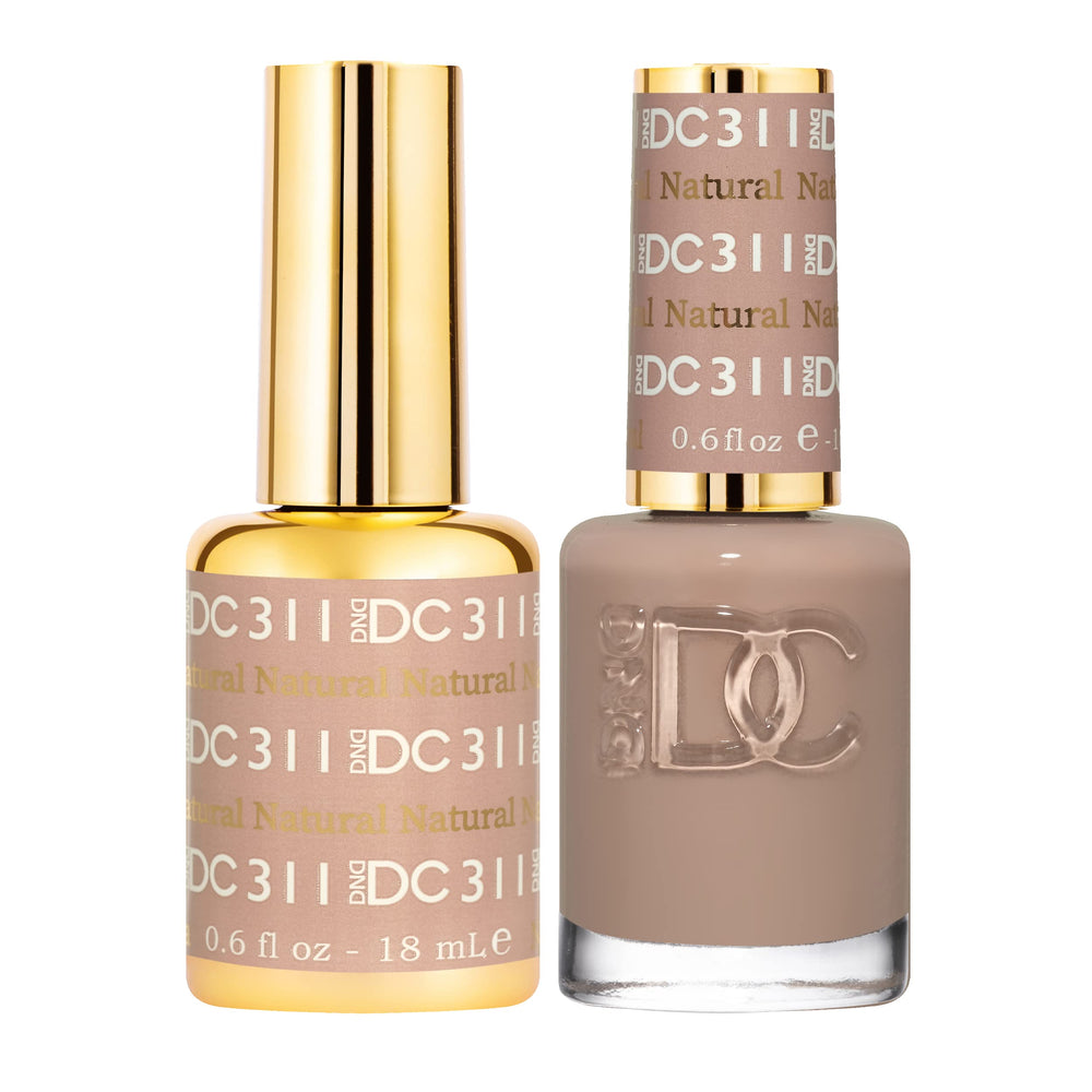 Daisy DND DC gel polish 311 Natural bottle shows rich nude color with chip-free potential