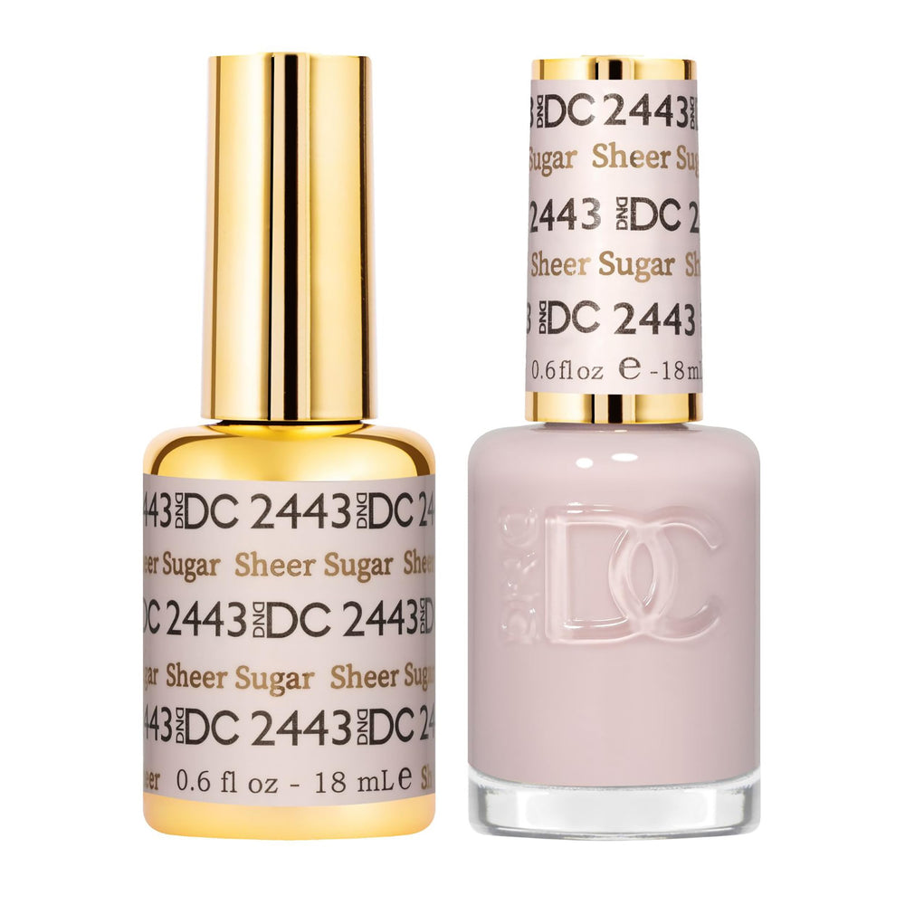 Daisy DND DC Gel Polish Set Sheer Sugar bottle close-up for elegant, sheer mani results.