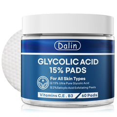 Dalin Glycolic Resurfacing Pads packaging shows 60-count jar for easy use
