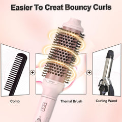 DAN Technology thermal brush hair-wrapping action demonstrates smooth curls and volume.