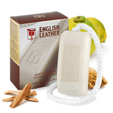 Dana English Leather Soap on a Rope packshot highlights long-lasting fragrance for daily grooming.