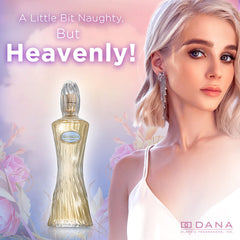 Dana Heaven Sent perfume bottle side highlights classic silhouette for everyday refinement.