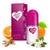 Dana Love's Baby Soft bottle closeup; powdery fragrance for daily freshening.