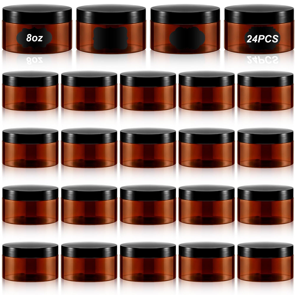 Dandat amber jar packaging with lids and labels for easy organization