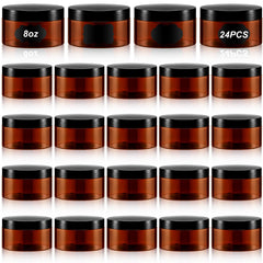Dandat amber jar packaging with lids and labels for easy organization