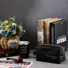 Dandat leather toiletry bag with waterproof lining for durable travel storage.