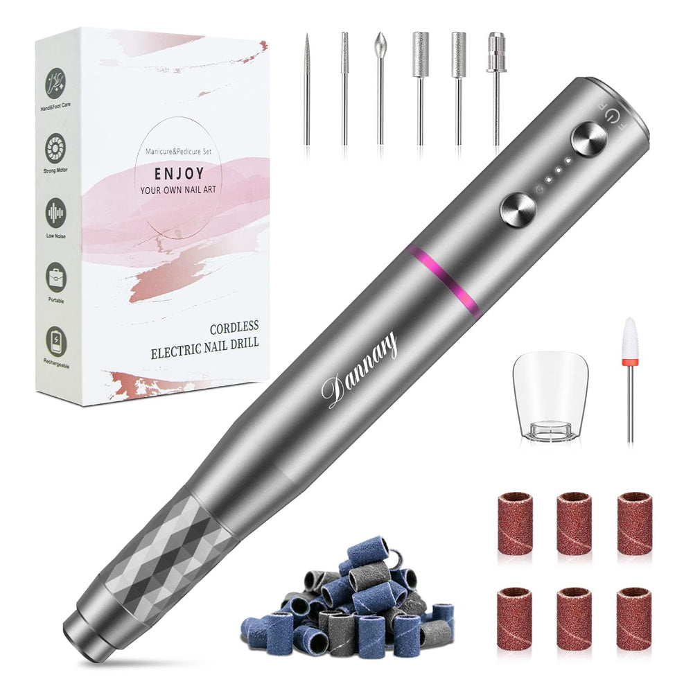 DANNARY electric nail drill kit front view highlighting cordless convenience for home use