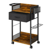 DAOUTIME salon trolley cart side view highlighting mobile workflow and sturdy steel construction.