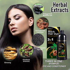 Dapoprren Black Hair Dye Shampoo shows gray hair coverage for a younger-looking look.