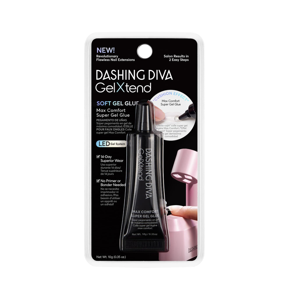 Dashing Diva GelXtend nail glue delivers strong adhesion for secure nail tips.